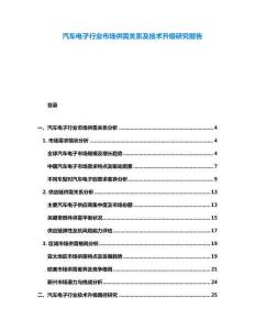 汽車電子行業(yè)市場供需關(guān)系及技術(shù)升級研究報(bào)告