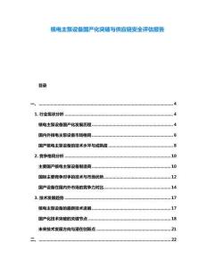 核電主泵設(shè)備國產(chǎn)化突破與供應(yīng)鏈安全評估報告