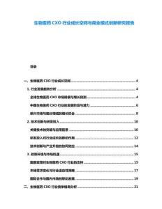 生物醫(yī)藥CXO行業(yè)成長空間與商業(yè)模式創(chuàng)新研究報告