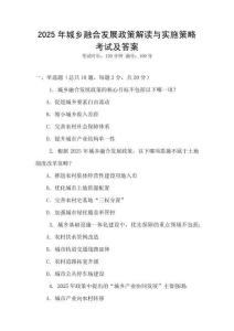 2025年城鄉(xiāng)融合發(fā)展政策解讀與實施策略考試及答案