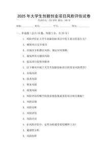 2025年大學(xué)生創(chuàng)新創(chuàng)業(yè)項(xiàng)目風(fēng)險(xiǎn)評(píng)估試卷