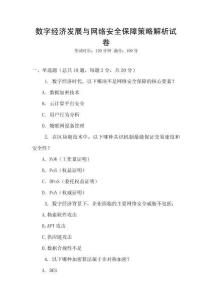 數(shù)字經(jīng)濟(jì)發(fā)展與網(wǎng)絡(luò)安全保障策略解析試卷