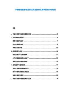 中國體育賽事運營供需資源分析及賽事投資評估規(guī)劃