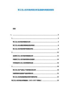軍工無人機市場供需分析及戰略布局規劃報告
