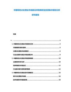 中國特色水處理業市場前沿供需調研及投資集中規劃分析研究報告