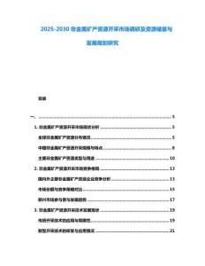 2025-2030非金属矿产资源开采市场调研及资源储量与发展规划研究