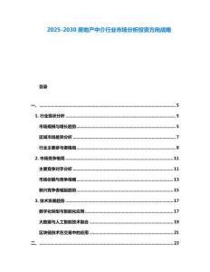 2025-2030房地產中介行業市場分析投資方向戰略
