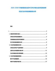 2025-2030寧夏回族自治區(qū)中衛(wèi)市沙坡頭經(jīng)濟(jì)區(qū)規(guī)劃研究及行業(yè)市場(chǎng)發(fā)展趨勢(shì)分析