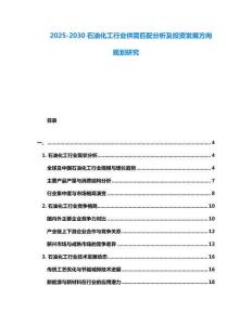 2025-2030石油化工行業供需匹配分析及投資發展方向規劃研究