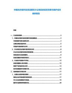 中國(guó)光伏組件自清潔膜在沙塵地區(qū)的實(shí)際效果與維護(hù)成本調(diào)研報(bào)告