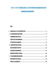 2025-2030中國石油化工行業市場研究深度報告及未來發展趨勢和前景預測