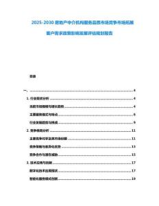 2025-2030房地產中介機構服務品質市場競爭市場拓展客戶需求政策影響發展評估規劃報告
