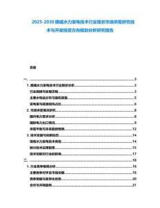 2025-2030挪威水力發(fā)電技術(shù)行業(yè)現(xiàn)狀市場供需研究技術(shù)與開發(fā)投資方向規(guī)劃分析研究報(bào)告