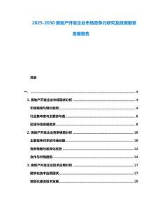 2025-2030房地產開發企業市場競爭力研究及投資前景發展報告