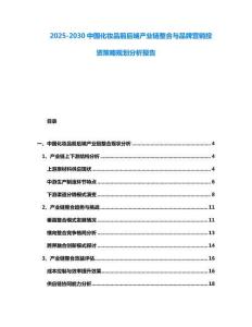 2025-2030中國化妝品前后端產業鏈整合與品牌營銷投資策略規劃分析報告