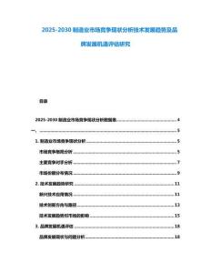 2025-2030制造業市場競爭現狀分析技術發展趨勢及品牌發展機遇評估研究
