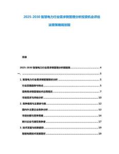 2025-2030智慧電力行業需求側管理分析投資機會評估運營策略規劃報