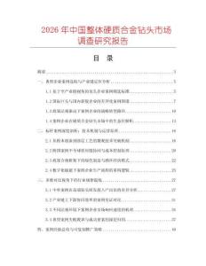 2026年中國整體硬質合金鉆頭市場調查研究報告