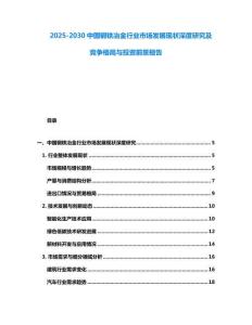 2025-2030中國(guó)鋼鐵冶金行業(yè)市場(chǎng)發(fā)展現(xiàn)狀深度研究及競(jìng)爭(zhēng)格局與投資前景報(bào)告