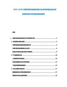 2025-2030中國可再生能源應用行業(yè)市場供需走向分析及增設資本評估組合規(guī)劃報告