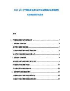 2025-2030中國軌道交通行業市場深度調研及發展趨勢與投資前景研究報告