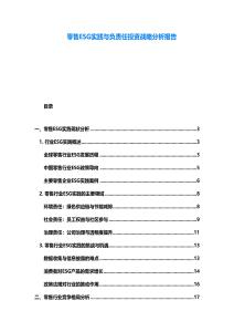 零售ESG實(shí)踐與負(fù)責(zé)任投資戰(zhàn)略分析報告