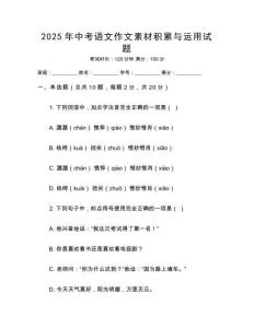 2025年中考語文作文素材積累與運用試題
