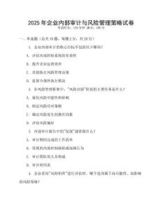 2025年企業(yè)內部審計與風險管理策略試卷