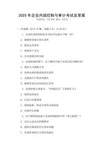 2025年企業(yè)內部控制與審計考試及答案