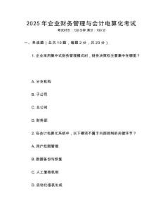 2025年企業財務管理與會計電算化考試
