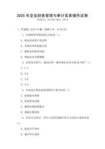 2025年企業(yè)財務管理與審計實務操作試卷