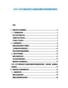 2025-2030雅加達(dá)輕工業(yè)發(fā)展與國(guó)際市場(chǎng)拓展研究報(bào)告