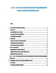 2025-2030文化市場(chǎng)創(chuàng)作者沉沒成本考量及視頻剪輯平臺(tái)算法冷啟動(dòng)模式反輻射解決方案