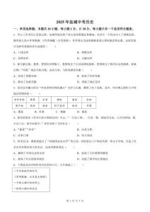 2025年江苏盐城市中考历史试卷真题及答案详解