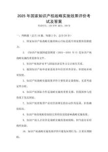 2025年國家知識(shí)產(chǎn)權(quán)戰(zhàn)略實(shí)施效果評(píng)價(jià)考試及答案