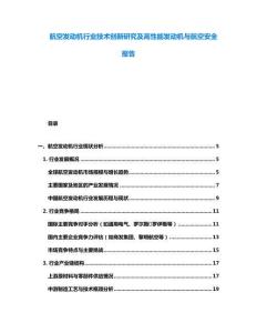 航空發動機行業技術創新研究及高性能發動機與航空安全報告