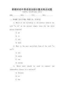 新教材初中英语语法部分重点难点试题