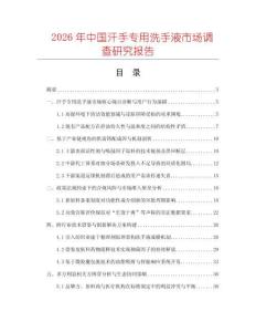 2026年中國汗手專用洗手液市場調(diào)查研究報(bào)告