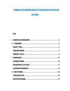 中國網(wǎng)紅經(jīng)濟(jì)變現(xiàn)模式拆解及平臺(tái)算法機(jī)制與內(nèi)容創(chuàng)作者生存報(bào)告