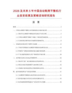 2026及未來5年中國(guó)自動(dòng)靴筒平整機(jī)行業(yè)投資前景及策略咨詢研究報(bào)告