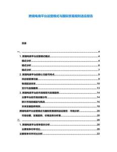 跨境電商平臺運營模式與國際貿(mào)易規(guī)則適應報告
