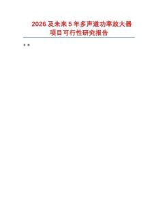 2026及未來5年多聲道功率放大器項目可行性研究報告