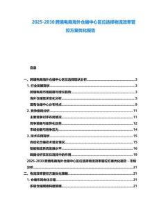 2025-2030跨境電商海外倉(cāng)儲(chǔ)中心區(qū)位選擇物流效率管控方案優(yōu)化報(bào)告