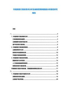 市場(chǎng)調(diào)查行業(yè)的需求分析及編制管理與數(shù)據(jù)分析路徑研究報(bào)告