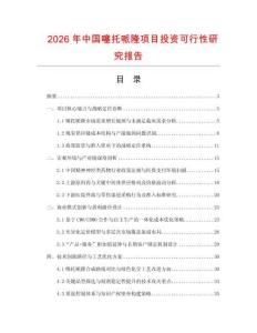 2026年中國(guó)噻托哌隆項(xiàng)目投資可行性研究報(bào)告