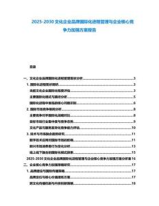 2025-2030文化企業(yè)品牌國(guó)際化進(jìn)程管理與企業(yè)核心競(jìng)爭(zhēng)力加強(qiáng)方案報(bào)告