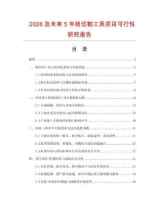 2026及未來5年線切割工具項(xiàng)目可行性研究報告