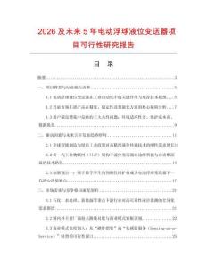 2026及未來5年電動(dòng)浮球液位變送器項(xiàng)目可行性研究報(bào)告