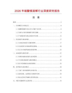 2026年硫酸鎂溶解行業(yè)深度研究報(bào)告