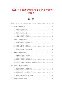 2026年中國防護鉛板項目投資可行性研究報告